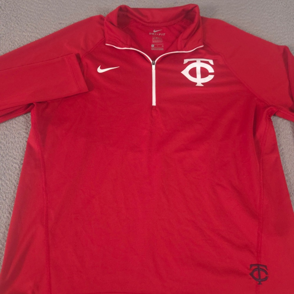 Nike Pullover Mens XL Minnesota Twins MLB Dri-Fit Quarter Zip Mesh Back Athletic